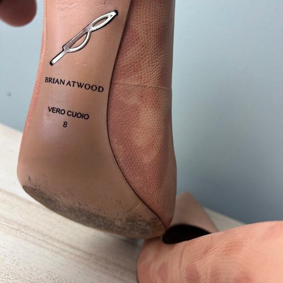 Brian Atwood Masha Heel Blush Pink Nude Tan Stiletto Leather Pumps size 8 Shoes - Picture 5 of 12